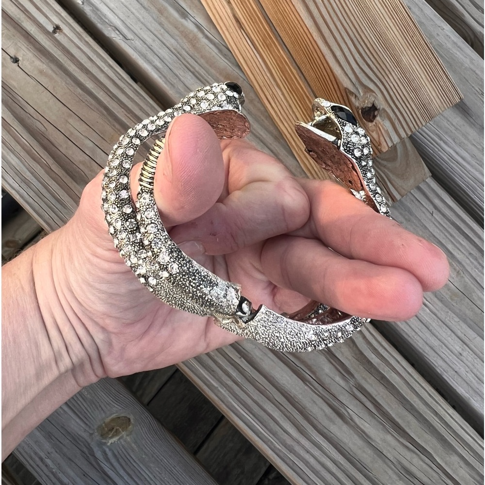 - Double Rattlesnake Bling Hinge Cuff! NEW! - Picture 9 of 15